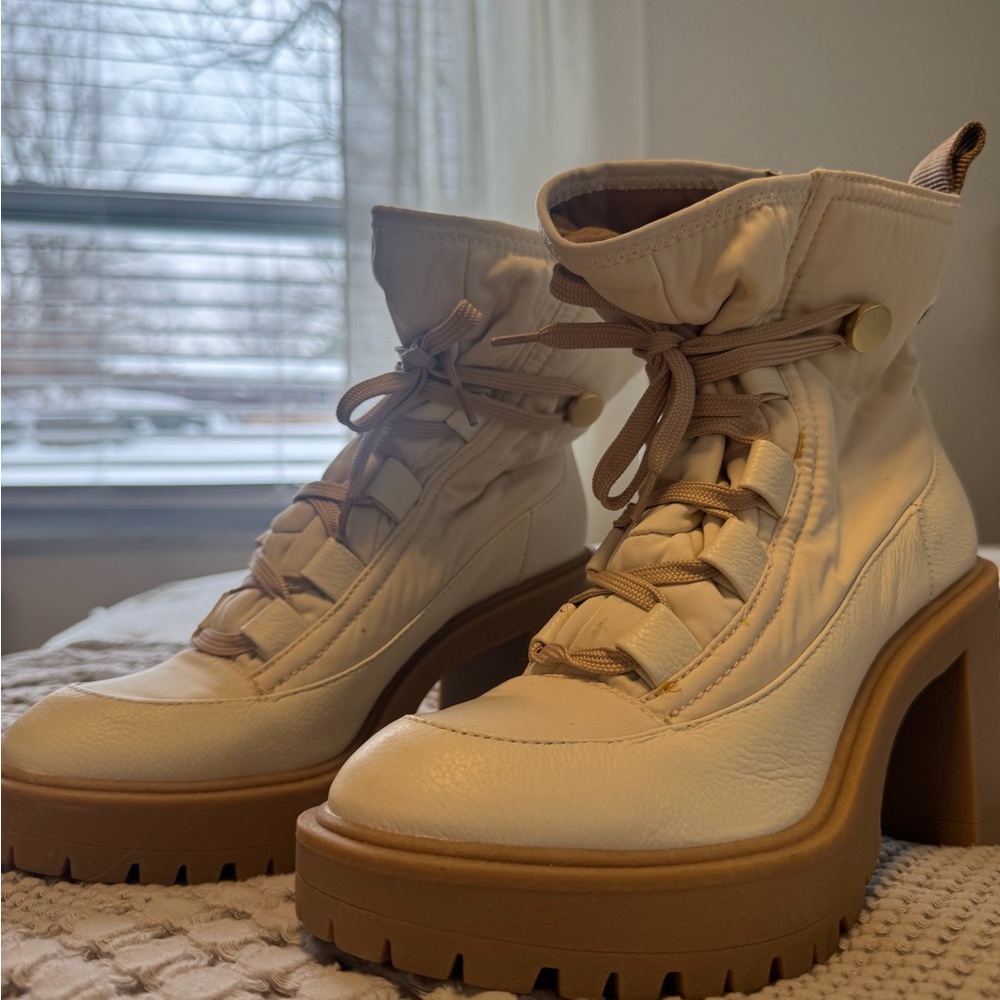 Dolce Vita Cream Lace-Up Boots